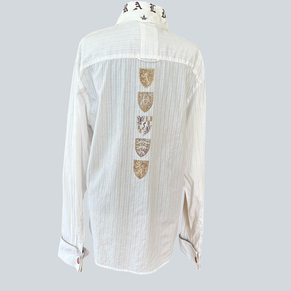English Laundry Christopher Wicks Cream Embroidered Shirt Large - Picture 4 of 14